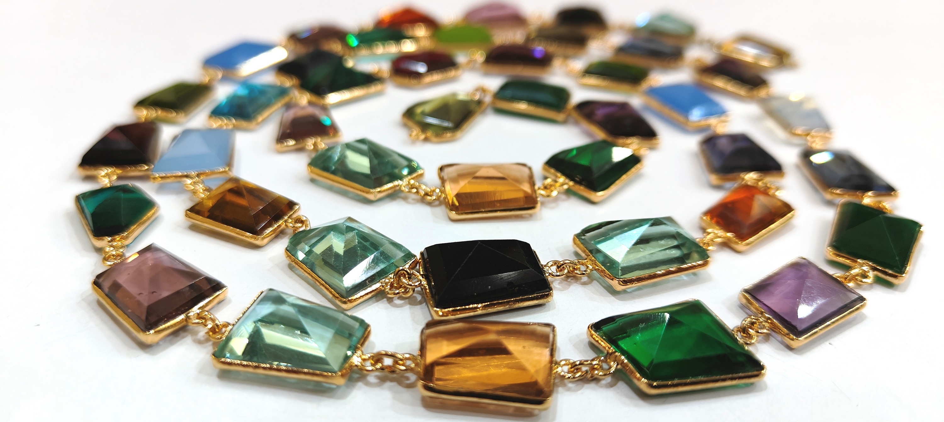 Multi Color Crystal Quartz Free Shape 14 To 15mm Bezel Chain Sold Per Foot
