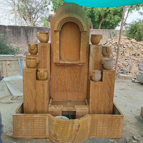 Sandstone Fountain - High-Quality Sandstone, Brown Color | Durable Design for Indoor and Outdoor Use, Non-Music Feature