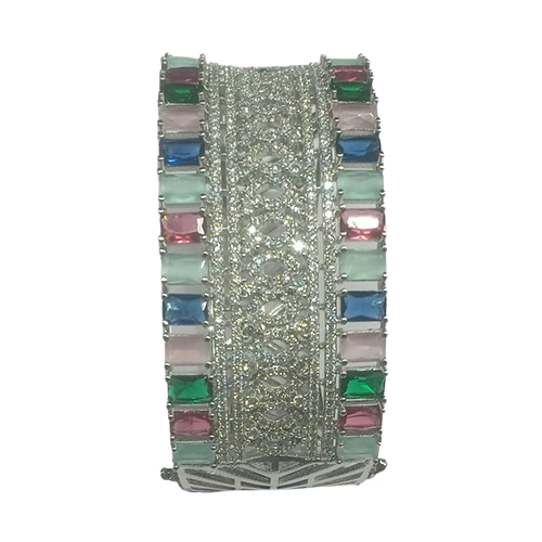 Multicolor Silver Plating Bracelet - High-Quality Silver, Standard Size, Multi-Color with Ruby Stones | Perfect for Engagement, Anniversaries, Weddings