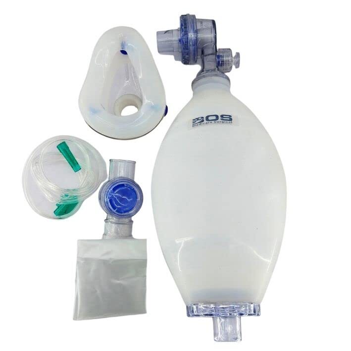 Ambu Bag - Silicone Material, Adult Size, Green Color | Hospital & Clinic Use, Reusable Medical Device For Positive Pressure Ventilation