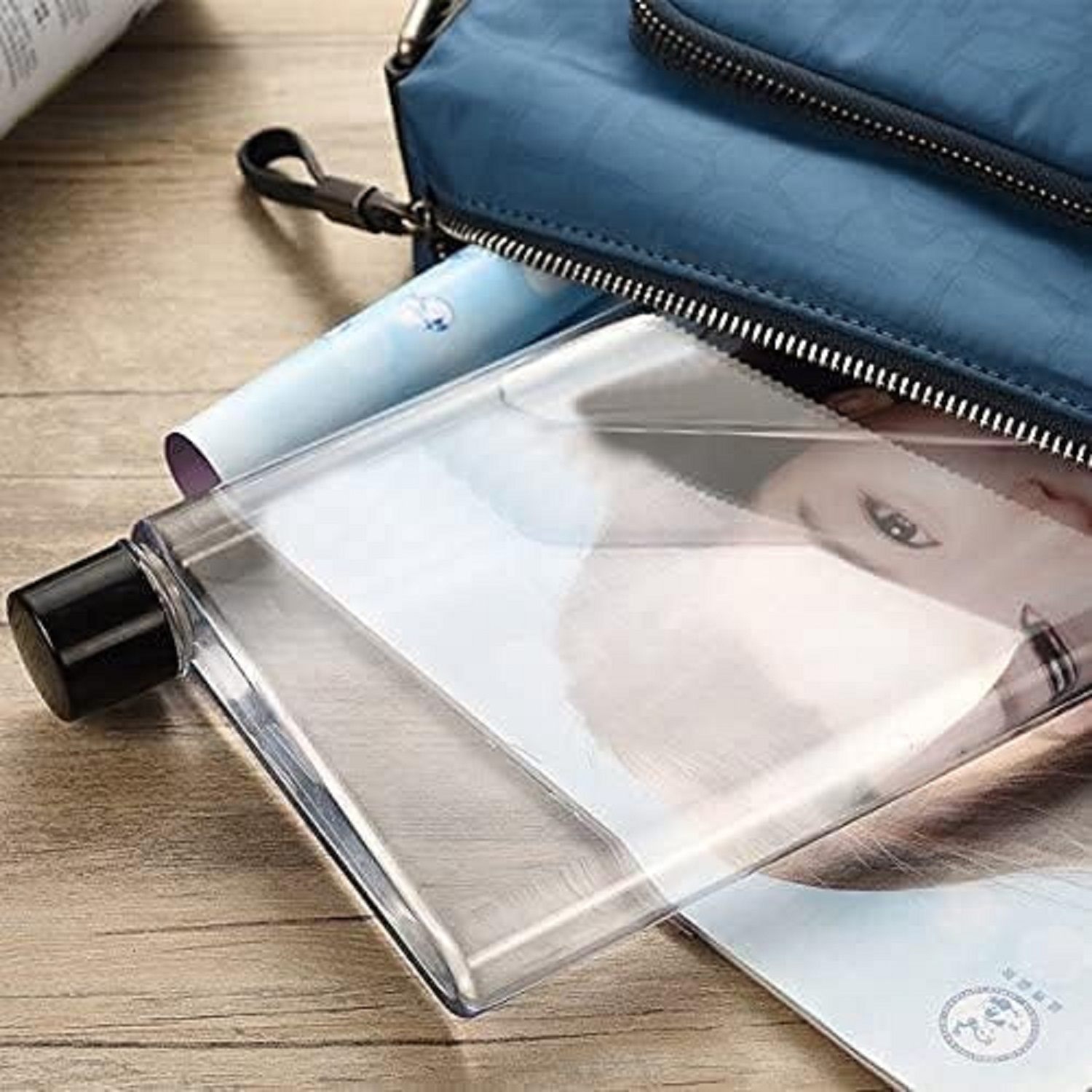 Note Book Portable Water Bottle - Bpa-free Plastic, 420ml Capacity | Slimline Flat Design, Leak-proof, Easy To Clean For Travel & College Use