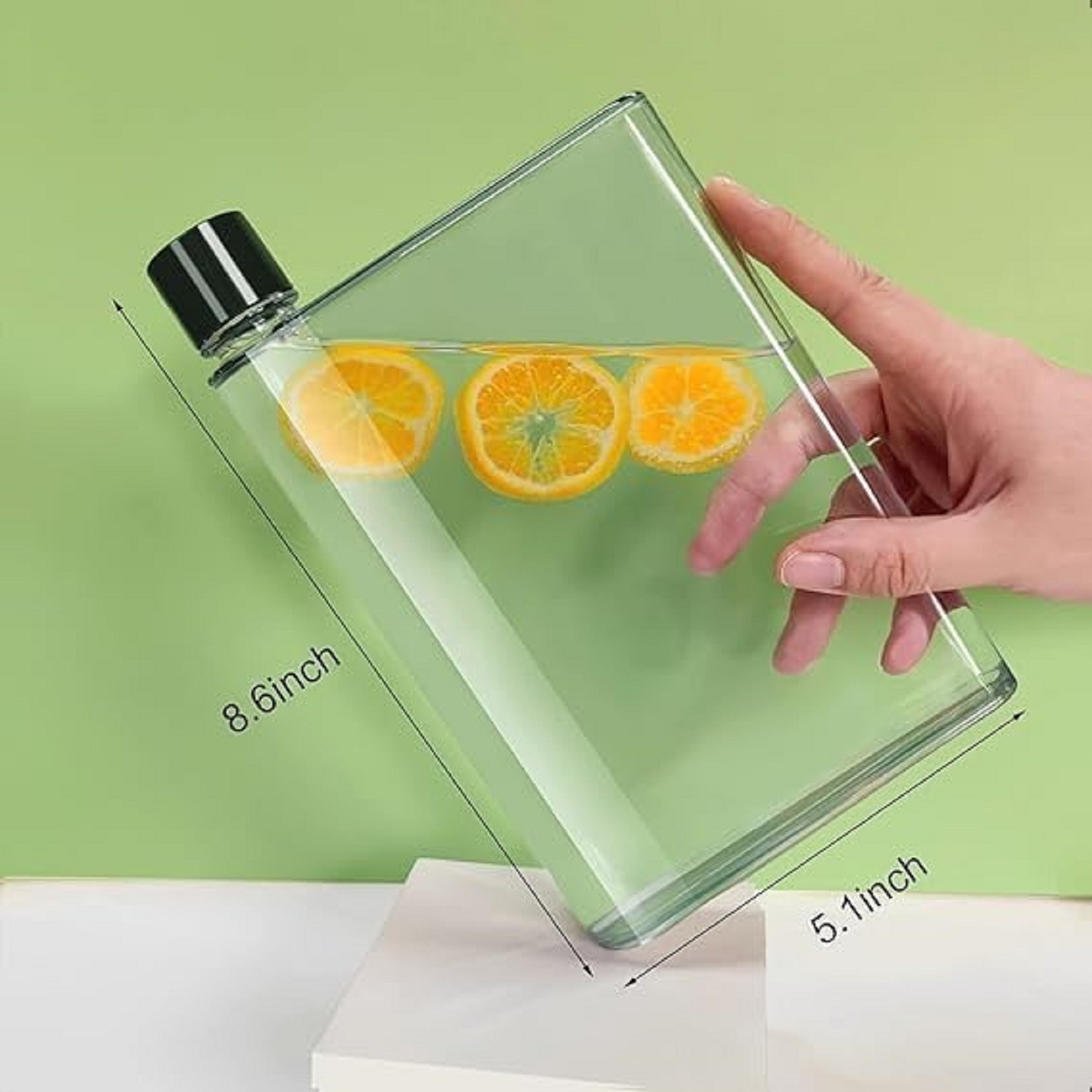 Note Book Portable Water Bottle - Bpa-free Plastic, 420ml Capacity | Slimline Flat Design, Leak-proof, Easy To Clean For Travel & College Use