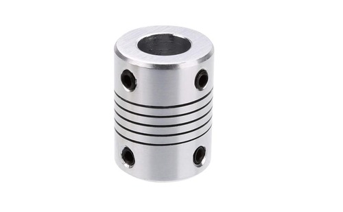 Flexible Coupling 5x10mm Flexible Shaft Coupling for Motor - Aluminum, 5mm ID x 10mm OD, Metallic Silver/White | Vibration Damping, Torque Transmission, Motion Control