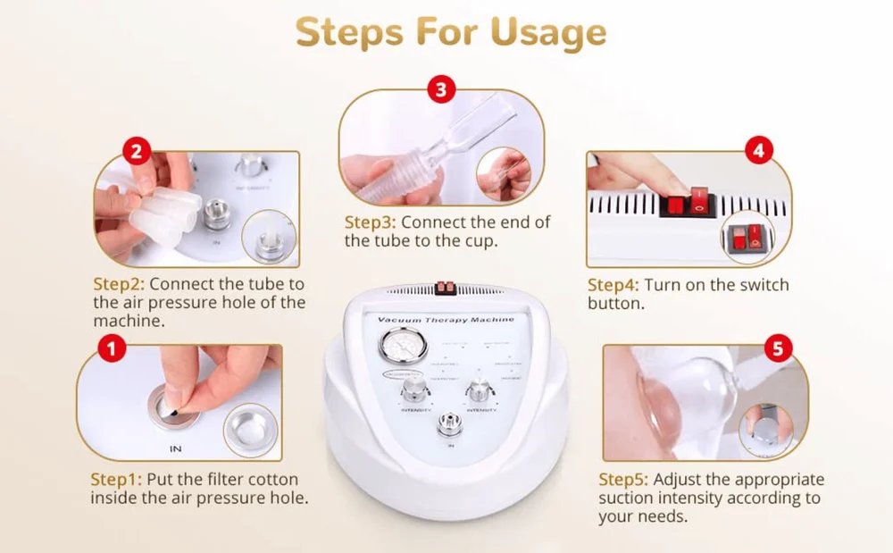 Skin Lifting And Tightening Vacuum Therapy Body Massage Cupping Machine - Abs Plastic Portable Design Durable White Finish | Professional-grade Non-invasive Therapy Adjustable Suction For Hip & Chest Enhancement