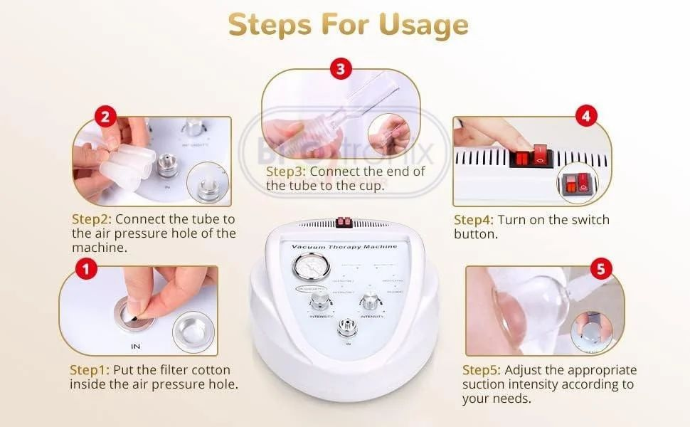 Skin Lifting And Tightening Vacuum Therapy Body Massage Cupping Machine - Abs Plastic Portable Design Durable White Finish | Professional-grade Non-invasive Therapy Adjustable Suction For Hip & Chest Enhancement