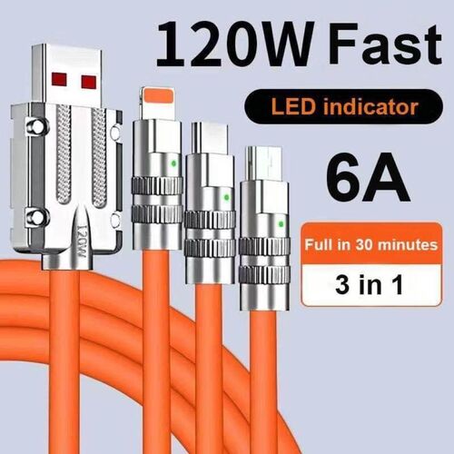 120W फास्ट चार्जिंग 3 इन 1 चार्जिंग डेटा केबल