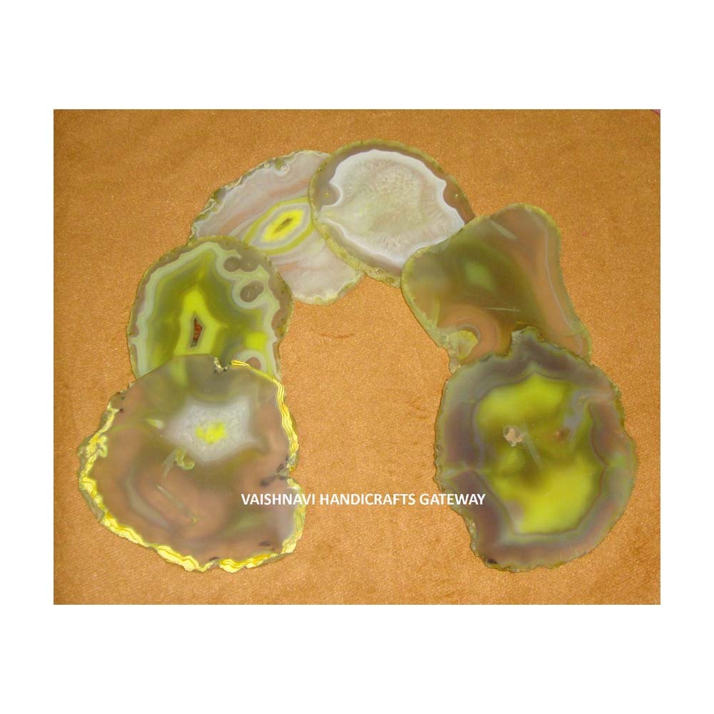 Natural Gemstone Different Different Color Agate Tea Coaster For Hotel And Home Use - Product Type: Model