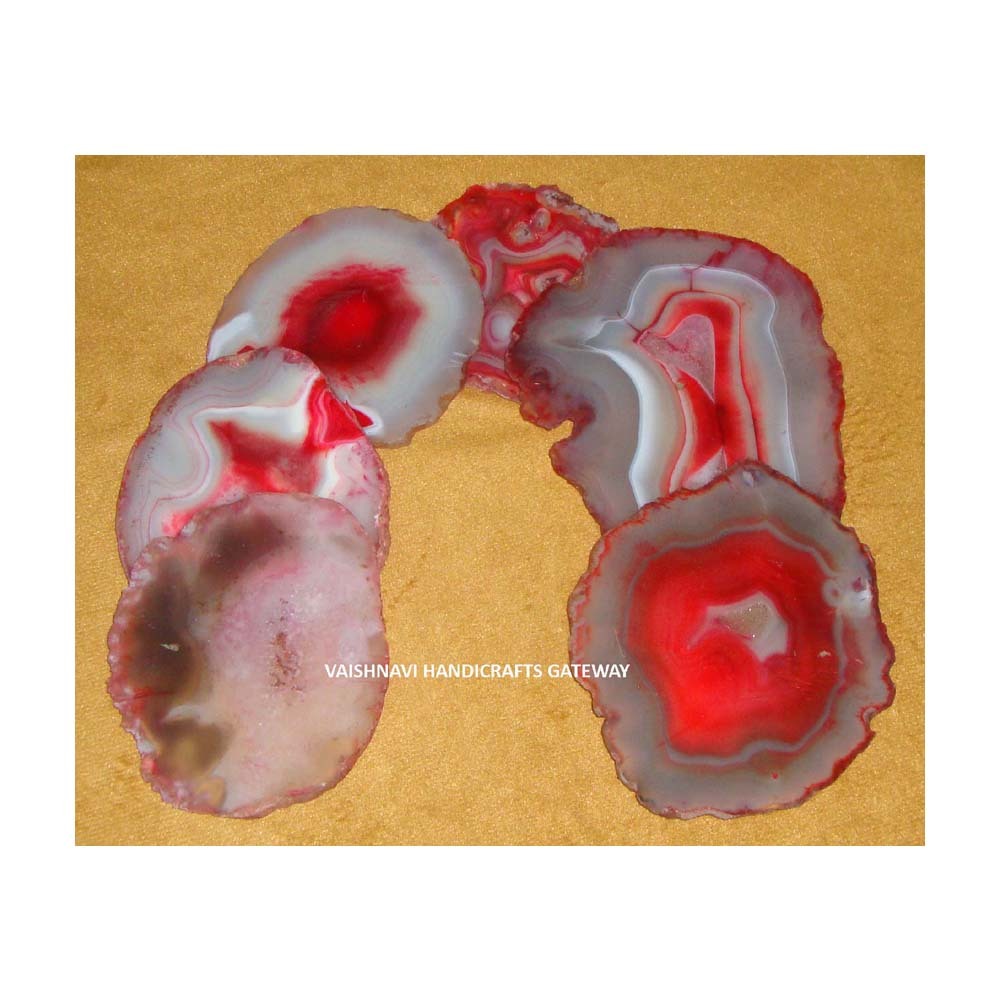 Natural Gemstone Different Different Color Agate Tea Coaster For Hotel And Home Use - Product Type: Model