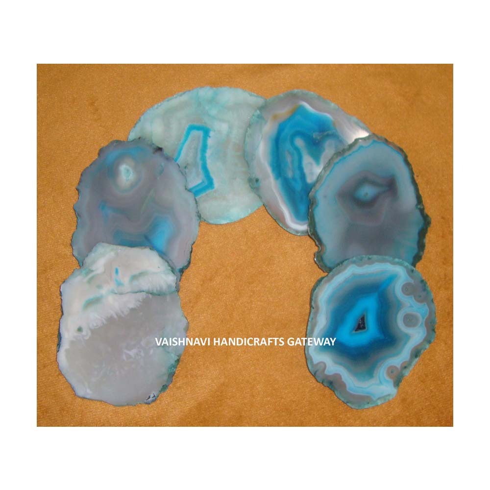 Natural Gemstone Different Different Color Agate Tea Coaster For Hotel And Home Use - Product Type: Model