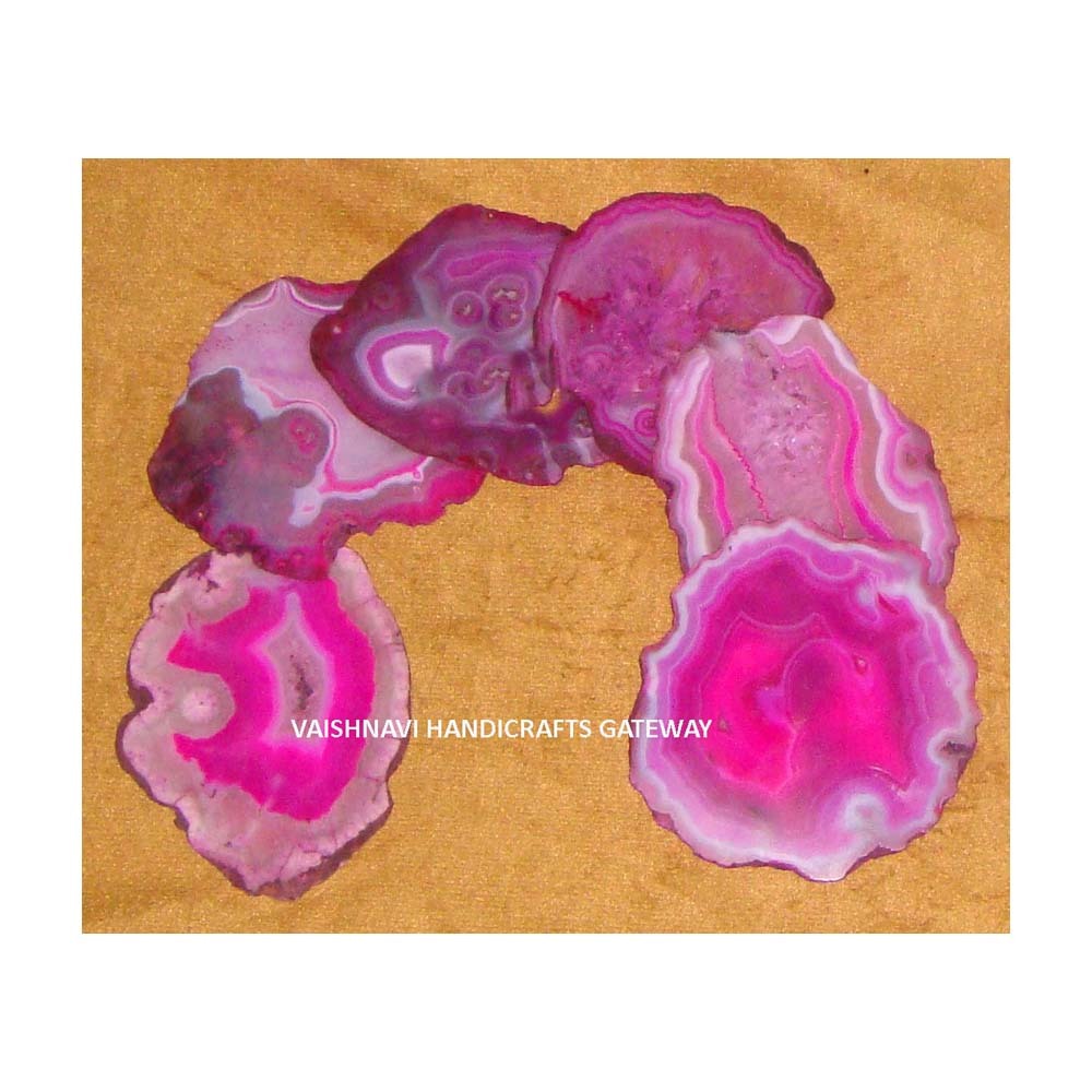 Natural Gemstone Different Different Color Agate Tea Coaster For Hotel And Home Use - Product Type: Model