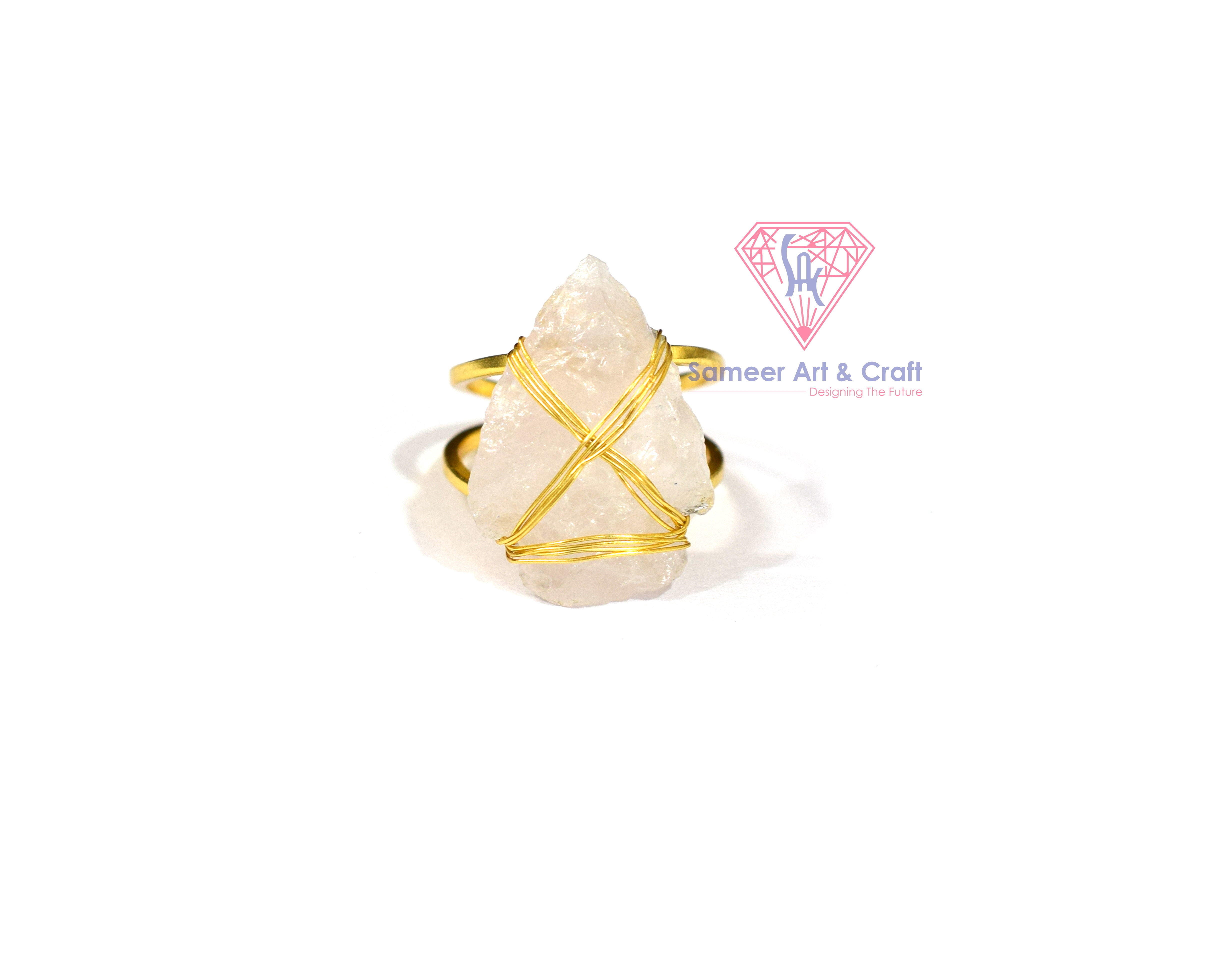 Raw Gemstone Arrowhead 925 Sterling Silver Adjustable Gold Plated Ring - 925 Sterling Silver, Size 8.0 Us, 6.60 Grams | Handmade Design, Unique Gemstone Detail