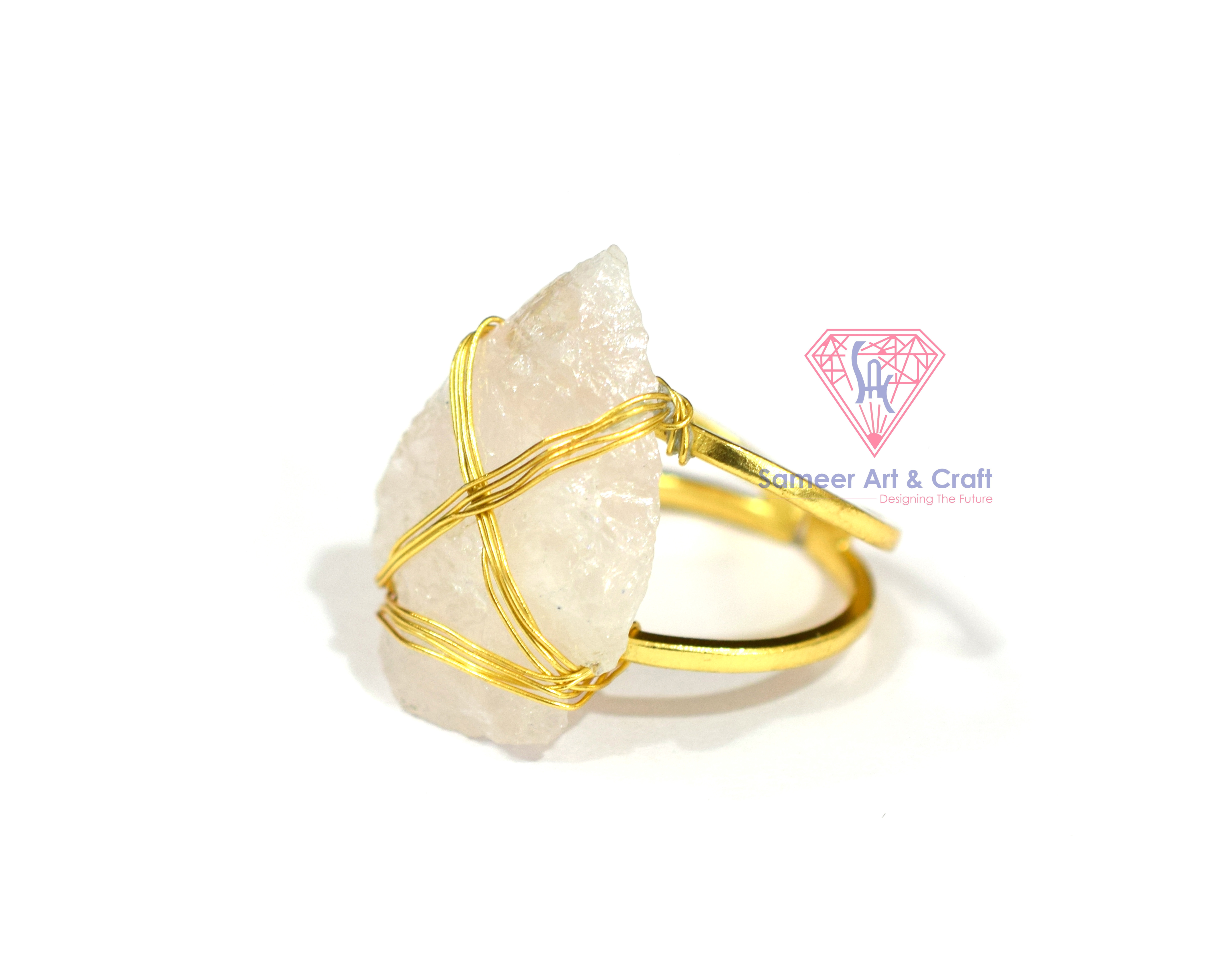 Raw Gemstone Arrowhead 925 Sterling Silver Adjustable Gold Plated Ring - 925 Sterling Silver, Size 8.0 Us, 6.60 Grams | Handmade Design, Unique Gemstone Detail