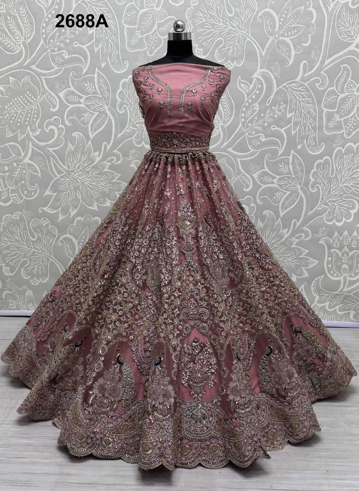Heavy Net Designer Wedding Lehenga - Bust Size: 44 Inch (In)