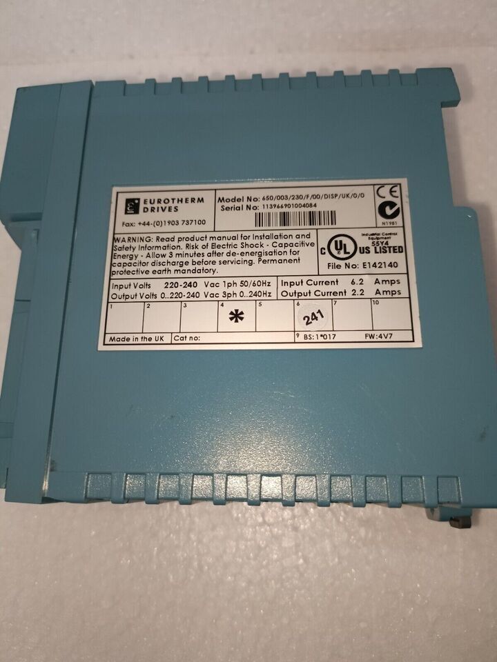 Eurodherm Drive 650003230f00dispuk00 1phase 200-240 2.2a And 6511ttl00