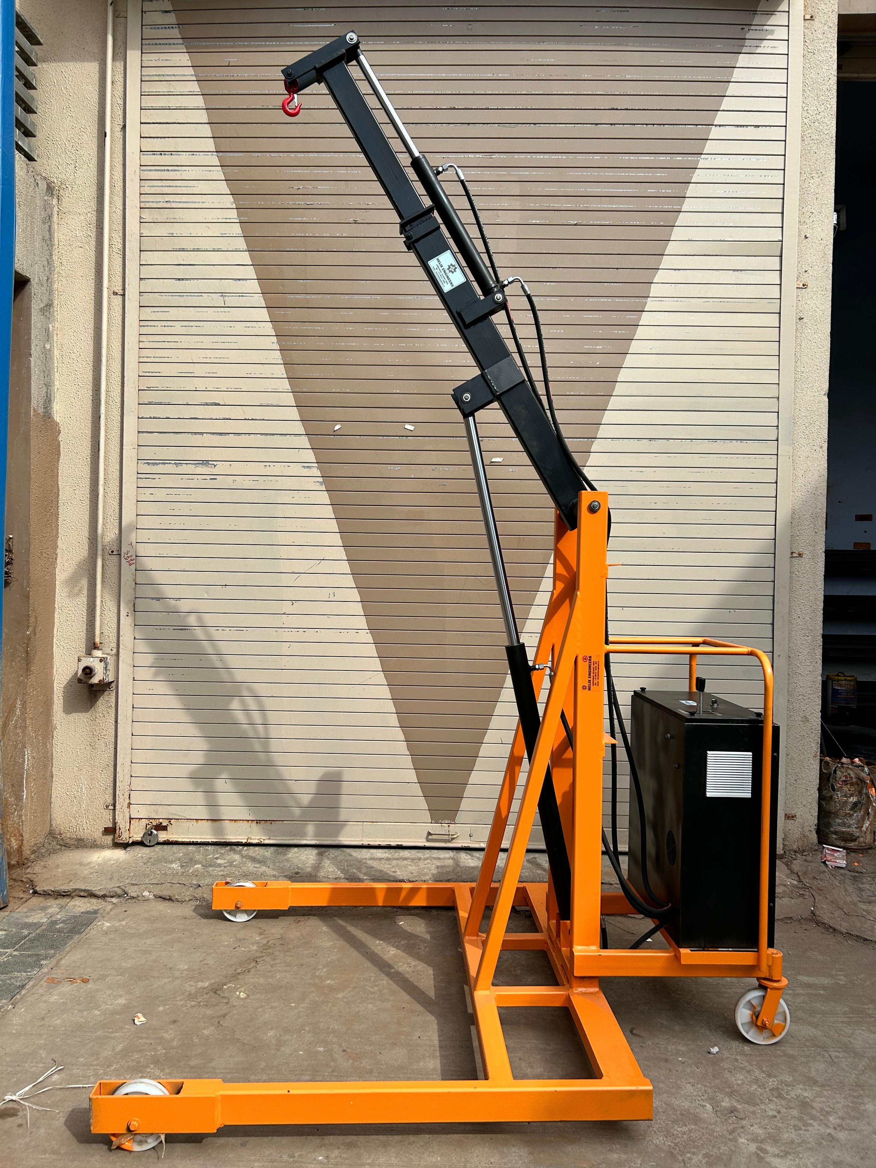 Hydraulic Floor Crane - 5 Ton Capacity, 10-15 Feet Lifting Height, Manual/electric/battery Operation, Industrial Mobile Design In Yellow/orange/red