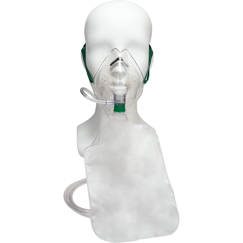 Non-rebreathing Oxygen Mask - Medical-grade Latex-free, 20x16x6 Cm, White - High-flow Oxygen Therapy With 7-foot Tubing, Reservoir Bag, Safety Vent, And Nose Clip