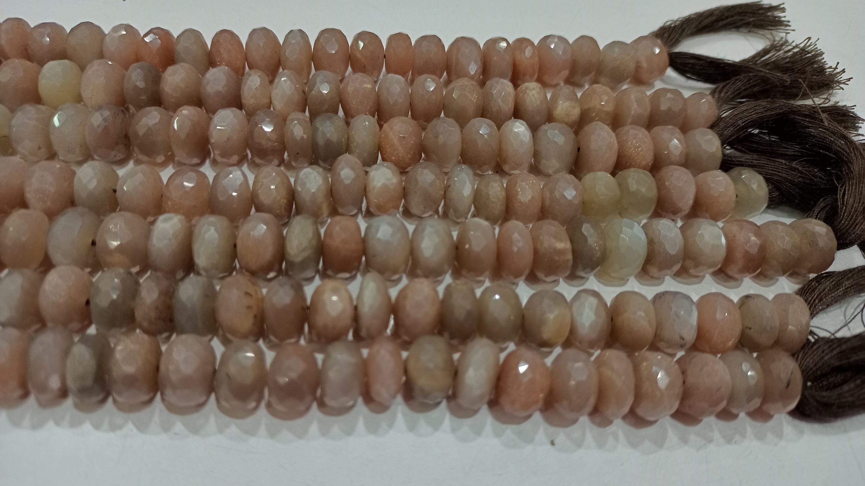 Natural Chocolate Moonstone Rondelle Faceted 8 To 9mm Beads Per Strand 10'' Long