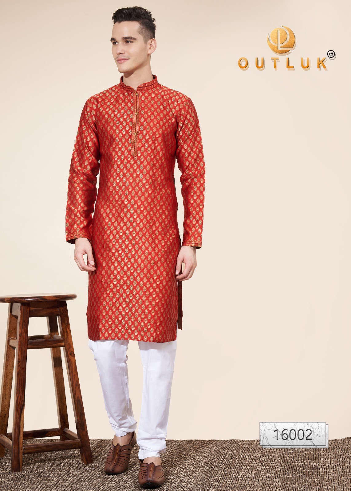 Mens Kurta Heavy Jequard With Self Work And Pintex Work - Color: 6
