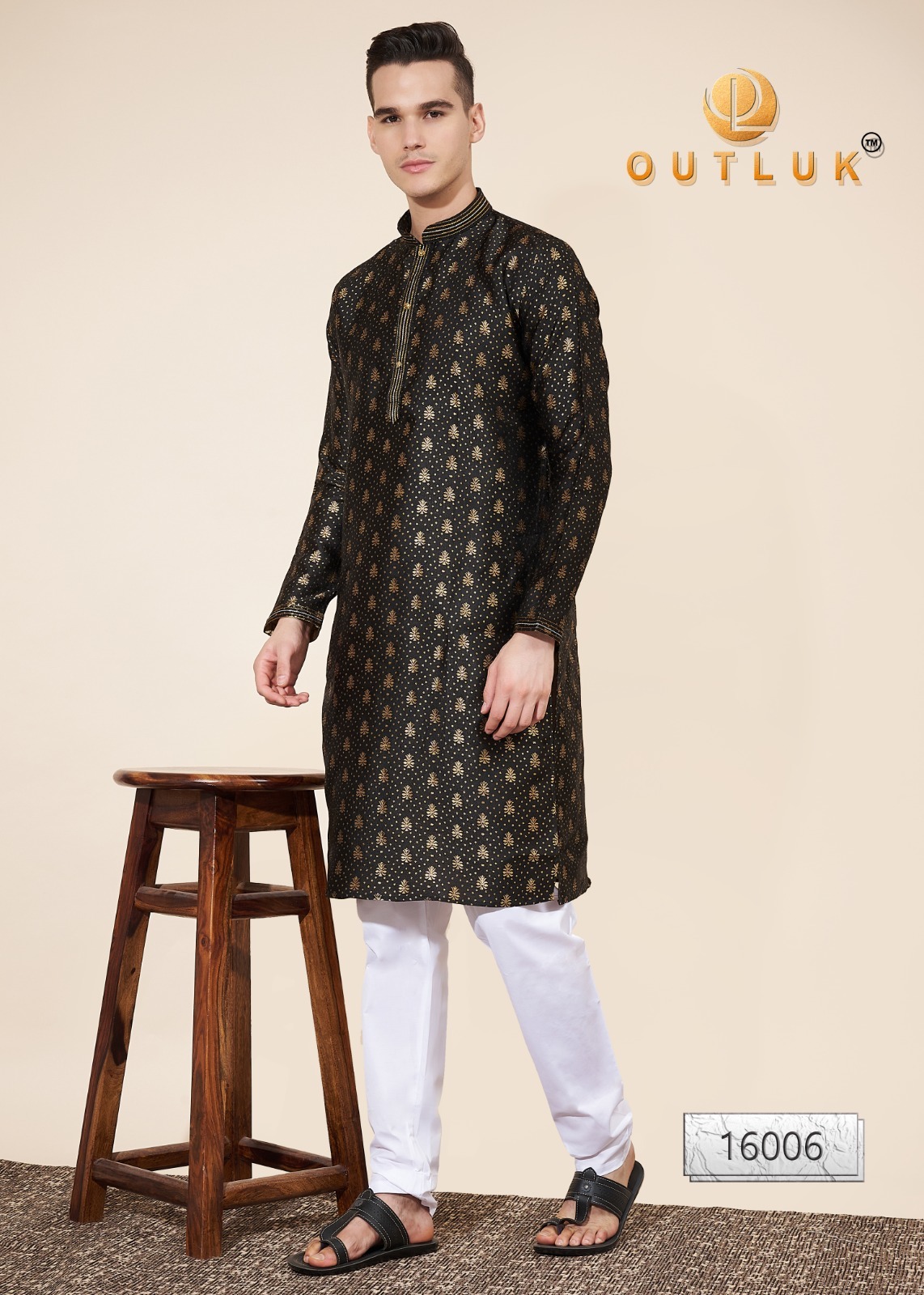 Mens Kurta Heavy Jequard With Self Work And Pintex Work - Color: 6