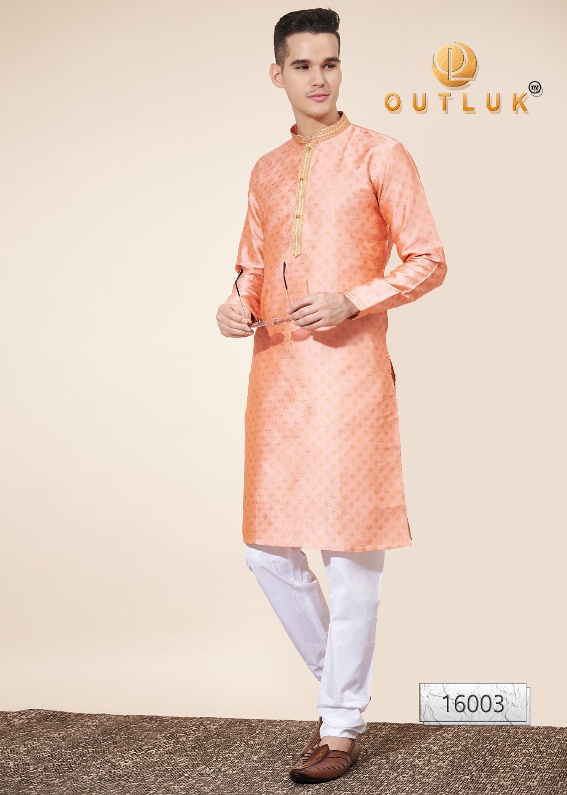 Mens Kurta Heavy Jequard With Self Work And Pintex Work - Color: 6