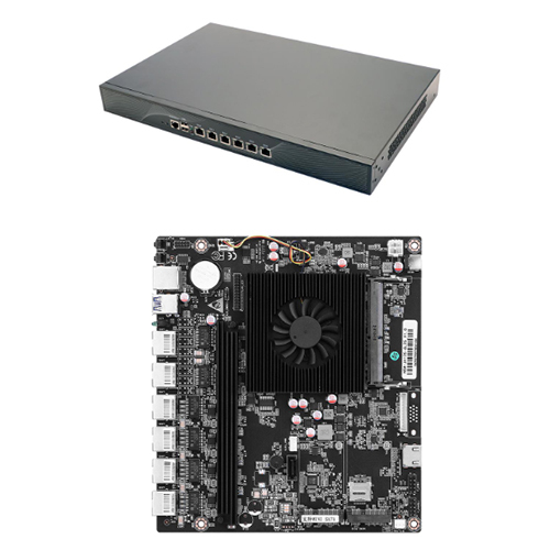 Black 1U Rackmount Firewall Computer Intel Quad Core J4125 W 62.5Gbe Lan