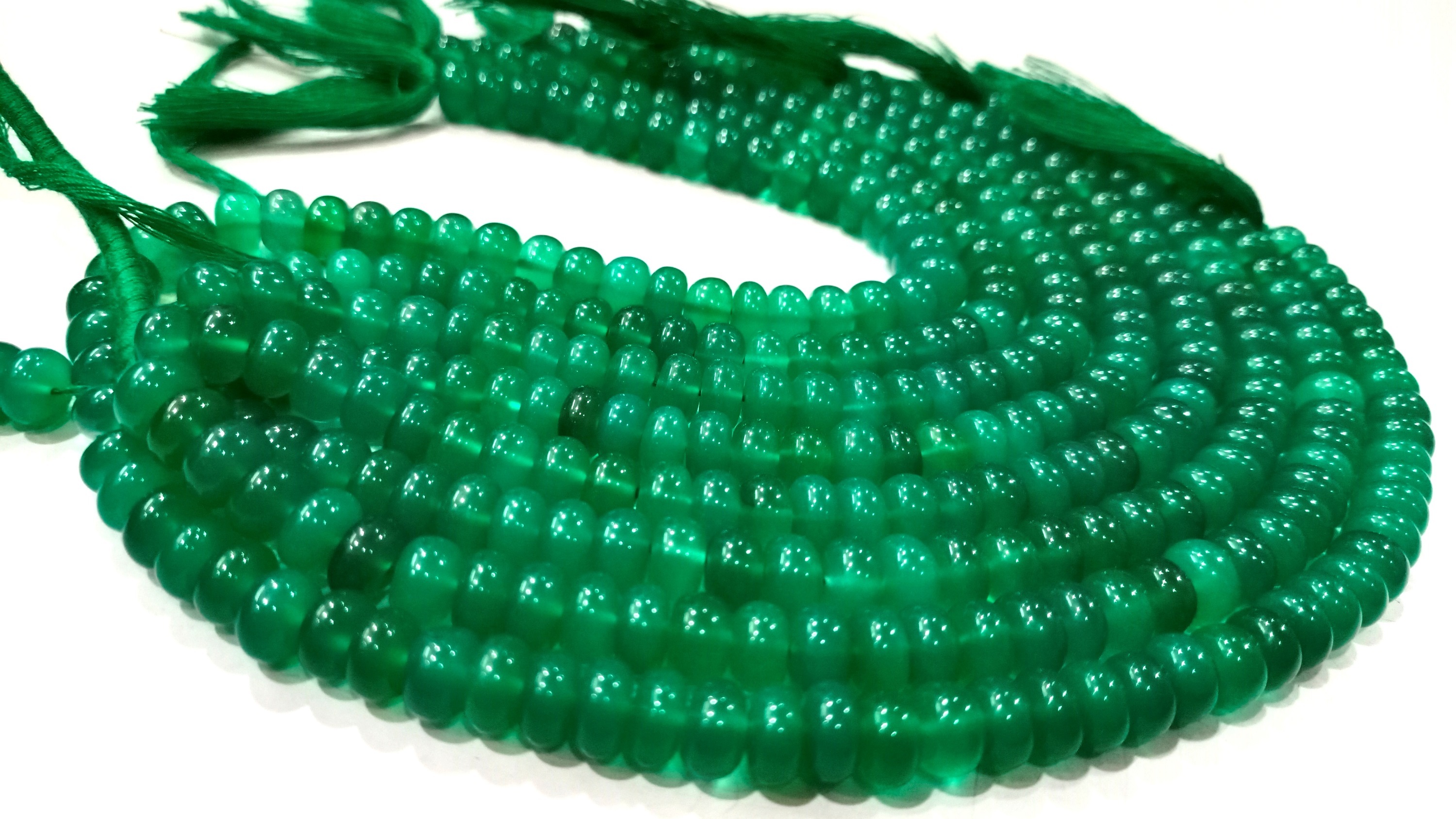Natural Green Onyx Rondelle Plain 8mm Beads Sold Per Strand 8'' Long - Occasion: Causal
