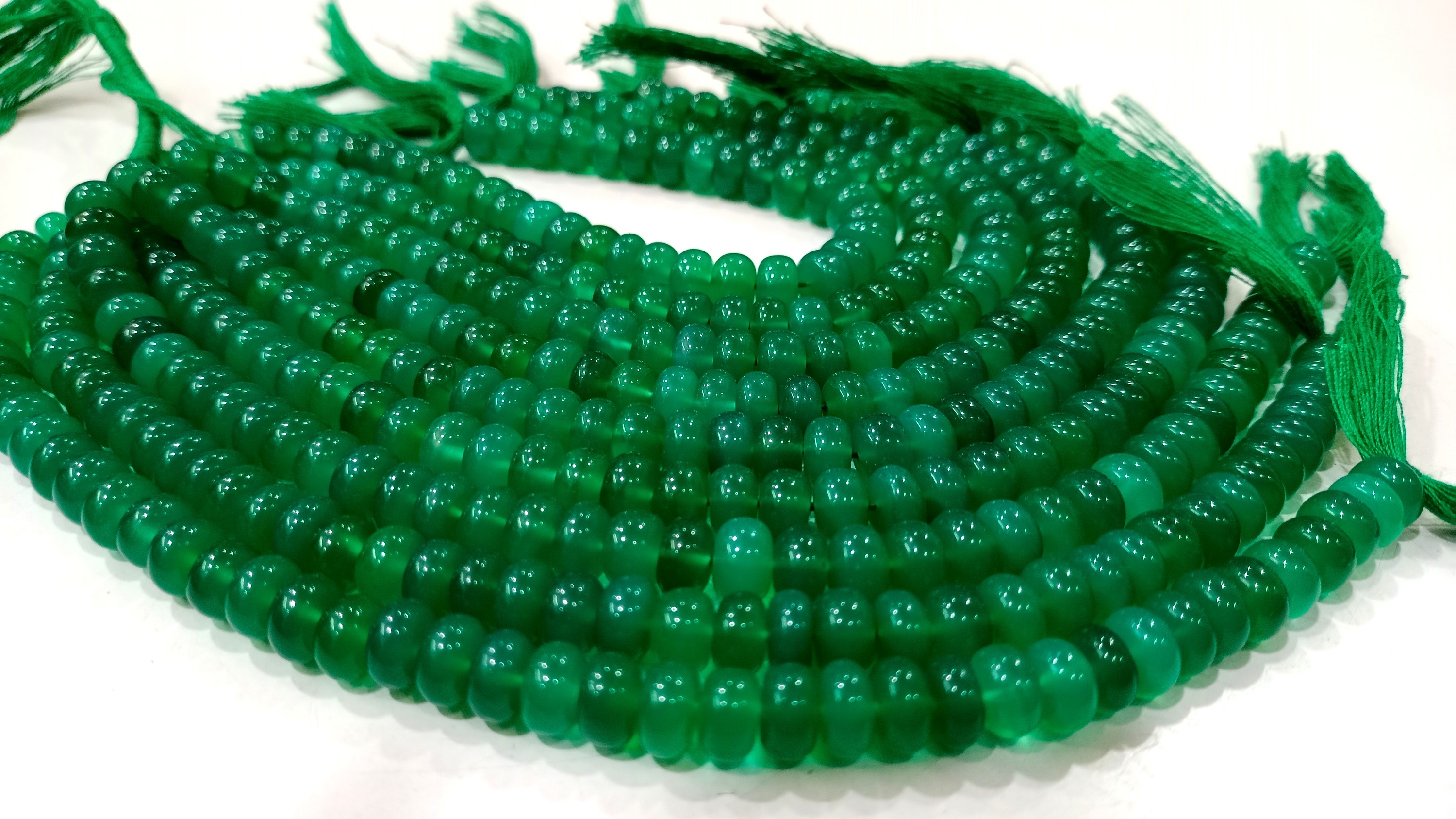 Natural Green Onyx Rondelle Plain 8mm Beads Sold Per Strand 8'' Long - Occasion: Causal