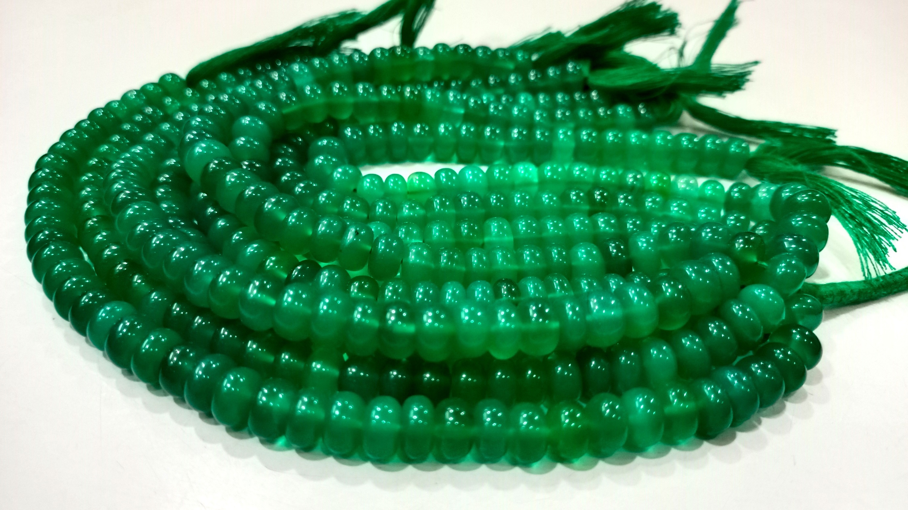 Natural Green Onyx Rondelle Plain 8mm Beads Sold Per Strand 8'' Long - Occasion: Causal