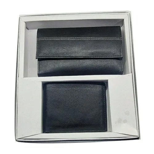 Mens Leatherite Black Wallet Set - Leather Material, 40g Weight | Customized Shape, Multiple Card Slots, Ideal for Corporate Gifting