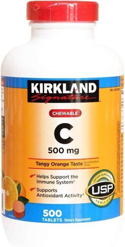 Kirkland Vitamin C (500 Mg), 500-count, Tangy Orange, Chewable Tablets