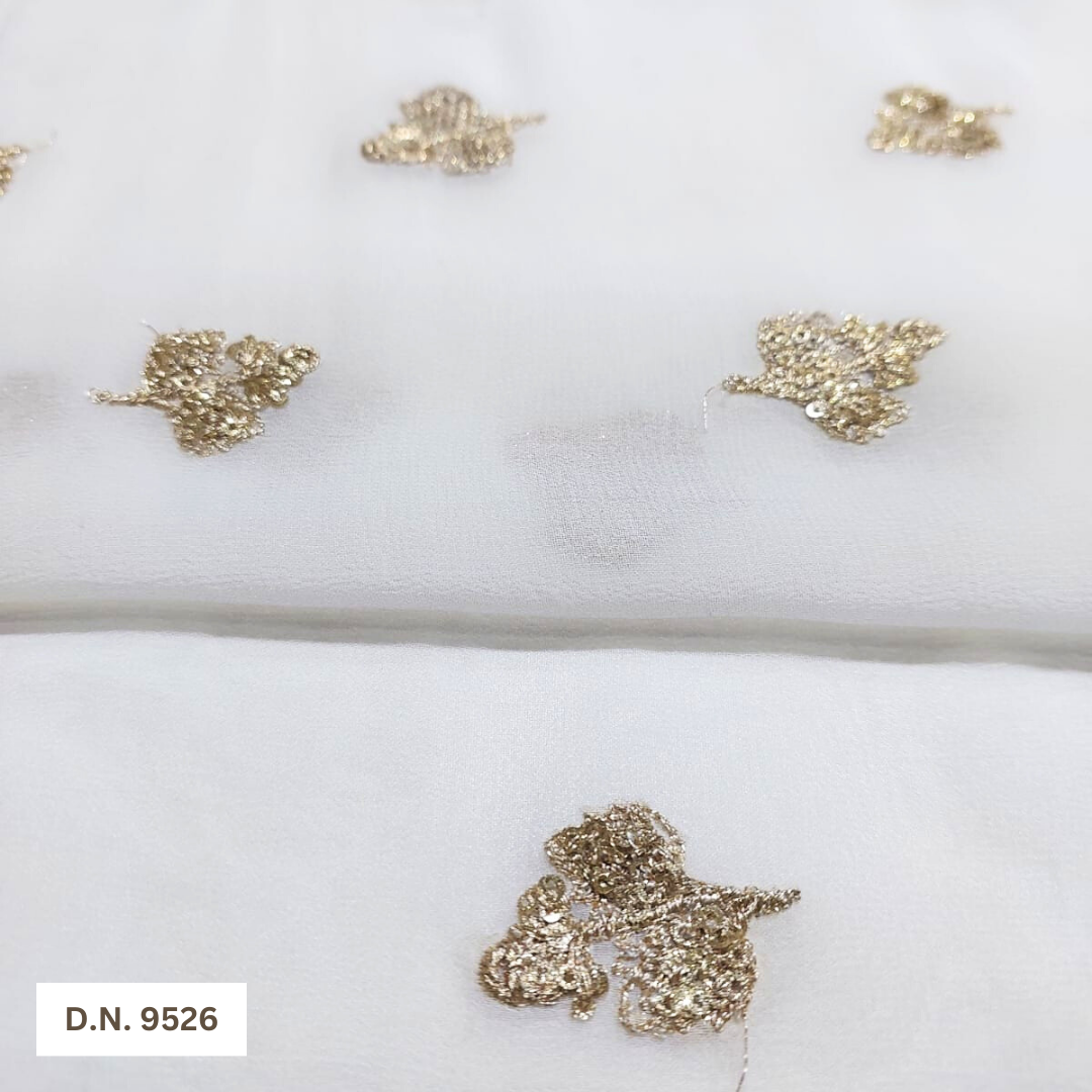 Madhav Fashion Embroidery Leaf Pattern Motif Fabric - Attributes: Comfortable & Soft