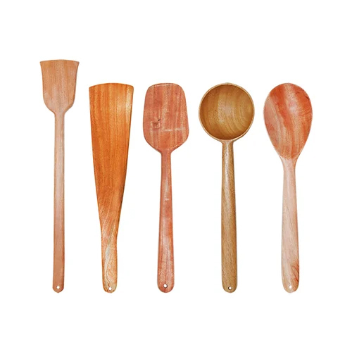 Wooden Kitchen Serving And Cooking Spoons - Color: Brown