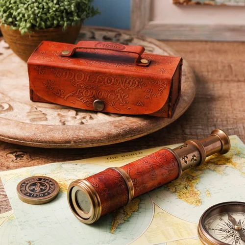 Brass Telescope With Leather Cover By Tora Creations