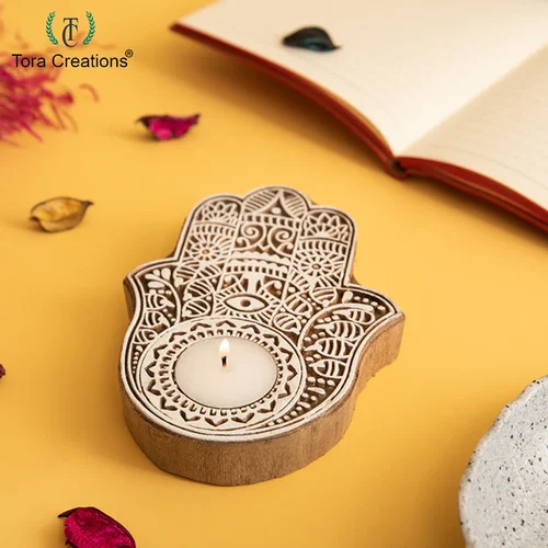 लकड़ी का टी लाइट मोमबत्ती धारक