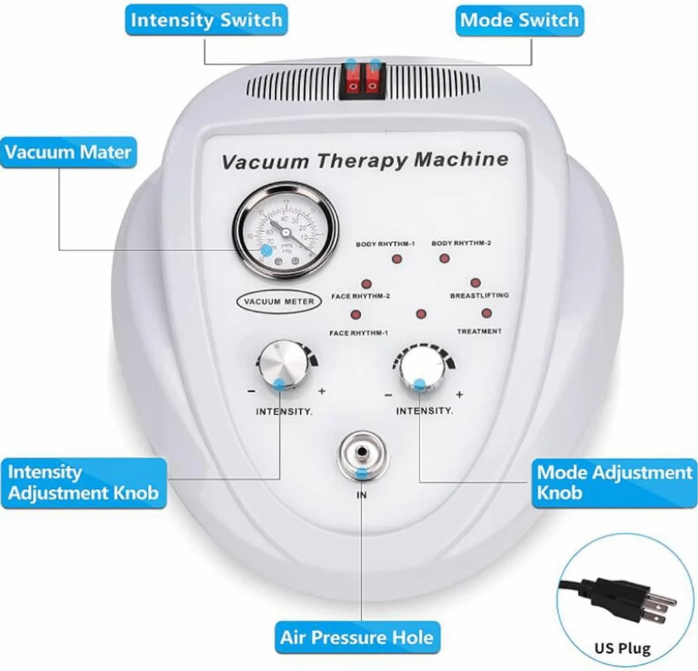 Vacuum Therapy Machine - Plastic, 350w Power, Portable Design | Chest Enhancement, Skin Tightening, And Body Sculpting With 32 Vacuum Cups