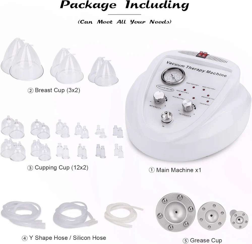 Vacuum Therapy Machine - Plastic, 350w Power, Portable Design | Chest Enhancement, Skin Tightening, And Body Sculpting With 32 Vacuum Cups