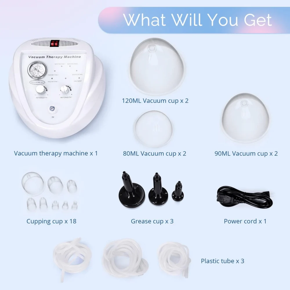 Vacuum Therapy Machine - Plastic, 350w Power, Portable Design | Chest Enhancement, Skin Tightening, And Body Sculpting With 32 Vacuum Cups