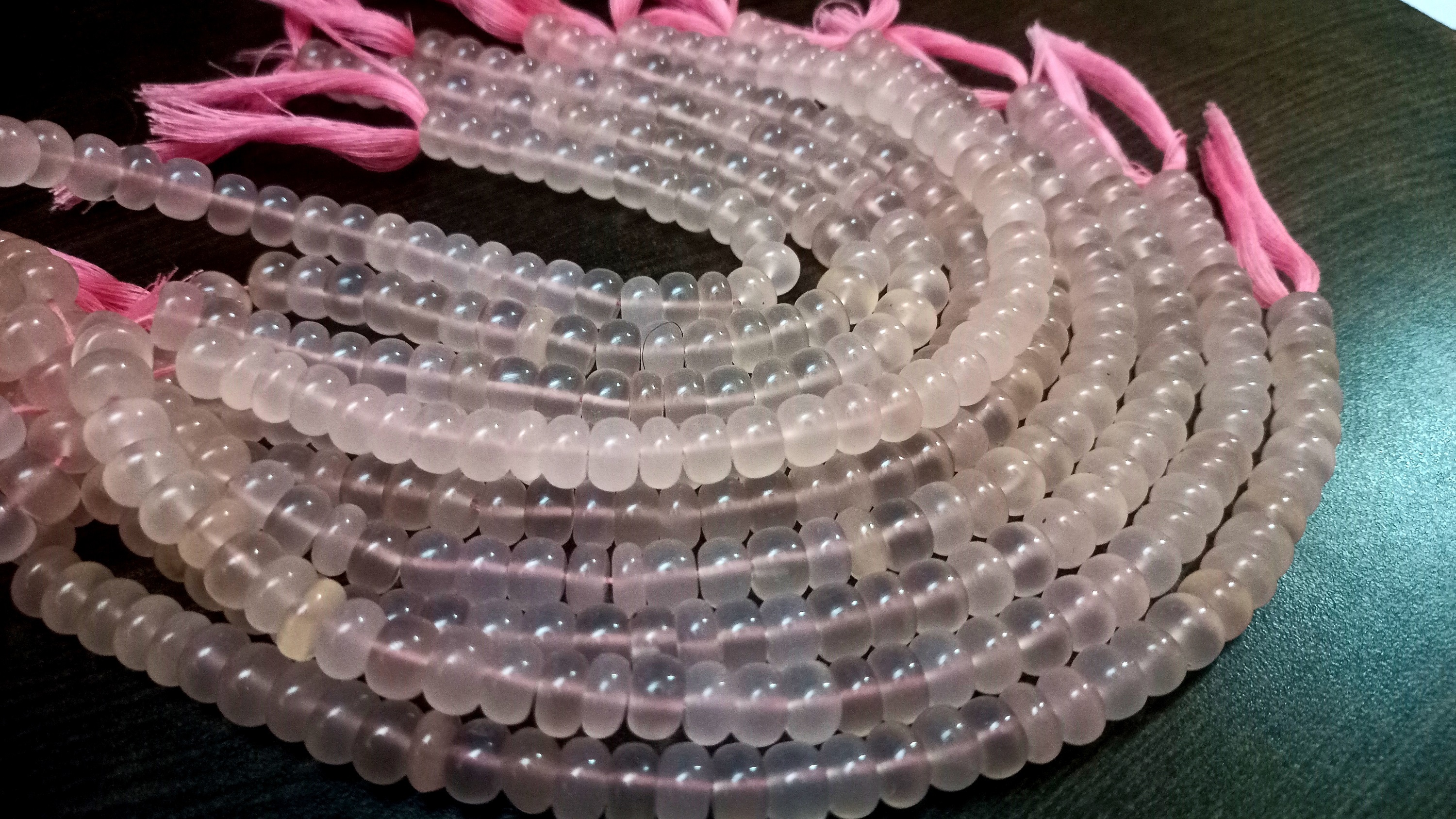 Natural Pink Chalcedony Rondelle Plain 8mm Beads Sold Per Strand 8'' Long