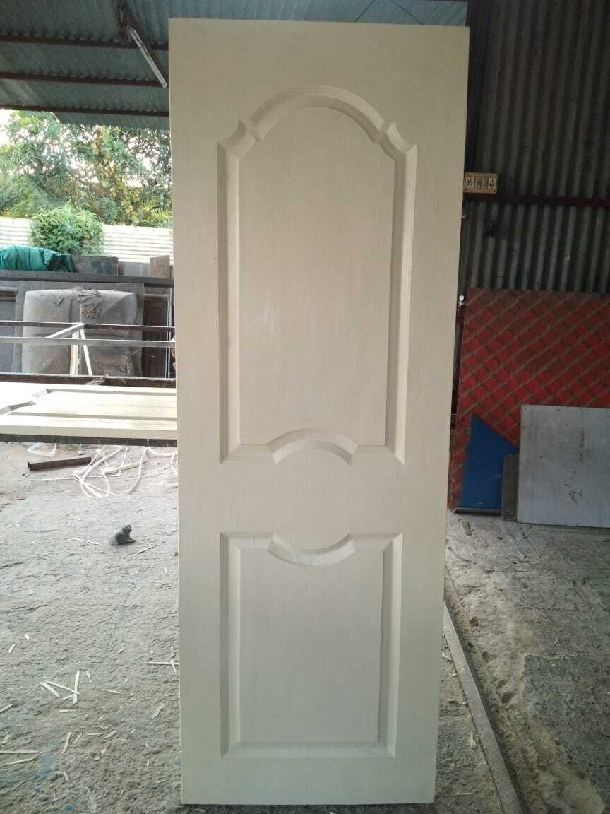 Frp White Door - Solid Wood Frame, Customized Sizes, Off-white Finish | Modern Design, Left Lock Handle Position, 30mm Thickness