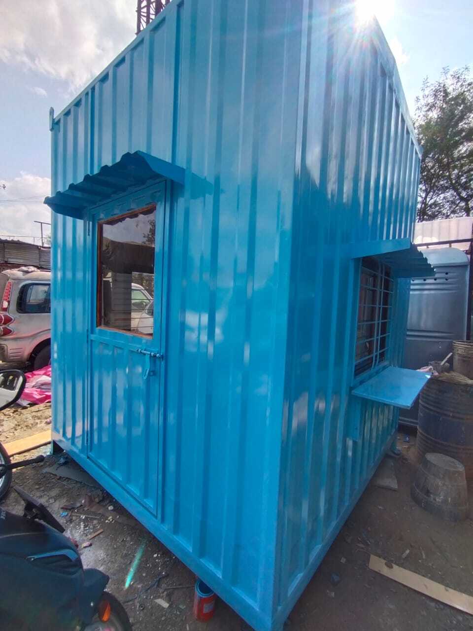 Frp Portable Office Cabin - 30mm Thick Wall Panels, Blue Steel Sliding Windows, Dual-smooth Finish