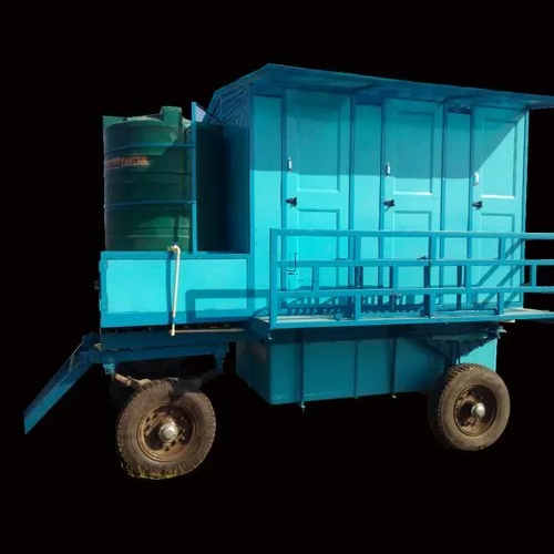 6 Seater Mobile Toilet Van - Steel Structure, Vertical Open Style | Durable Steel Roof and Wall Materials