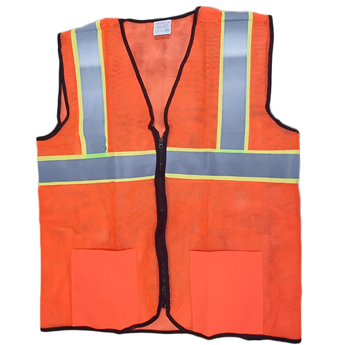 Polyester Orange Reflective Safety Jacket