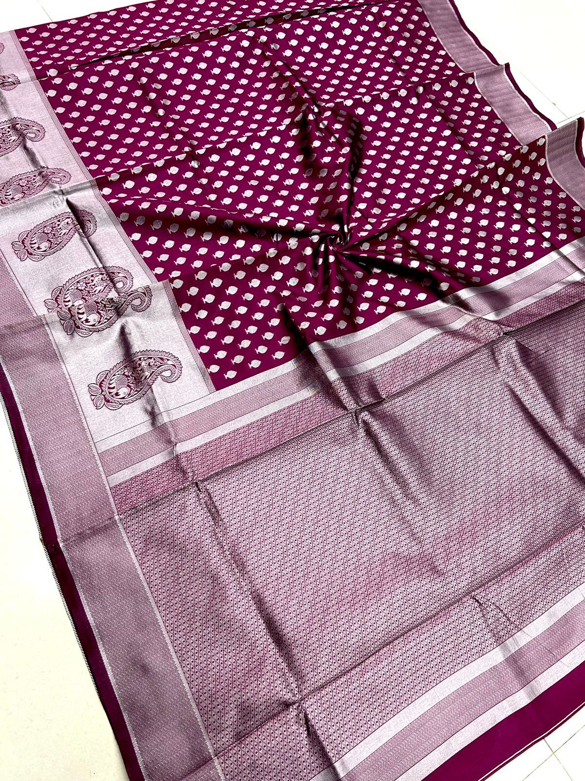 Soft Lichi Silk Saree - 6.30 Feet Length | Elegant Jacquard Weaving, Rich Pallu With Zari Butta, All-season Ethnic Attire