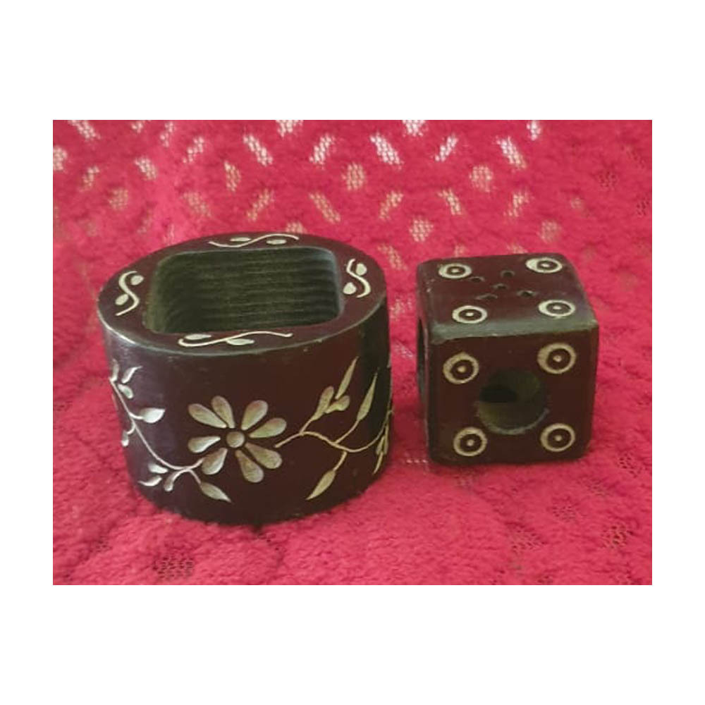 Indian Black Stone Multi Work Handicraft Product For Home And Temple Use - Soapstone, 2.5 Inch, Black | Customized Color, Polished Finish, Religious Theme