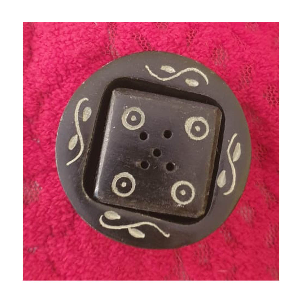 Indian Black Stone Multi Work Handicraft Product For Home And Temple Use - Soapstone, 2.5 Inch, Black | Customized Color, Polished Finish, Religious Theme