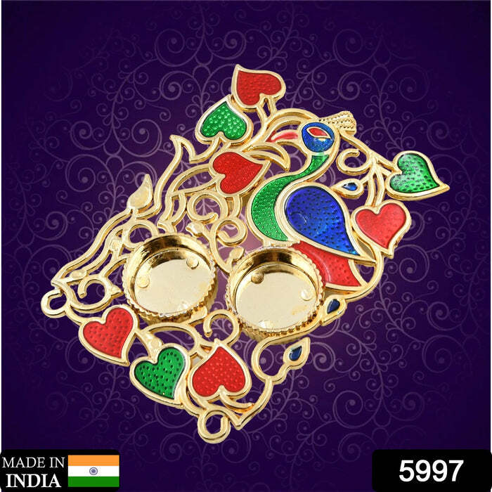 Puja Thali - Plastic Material | 14x10x3 Cm Small Decorative Plate For Haldi Kumkum, Festival & Wedding Gifts, Prayer Tika Holder With Traditional Design