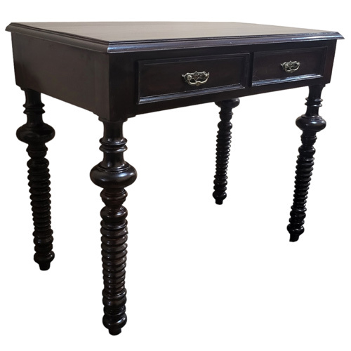 Antique Wooden Study Table - Handmade Eco-friendly Rattan, Custom Color Options, Easy To Clean, No Assembly Required, Perfect For Living Room Decor