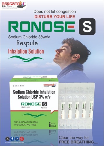Respule Sodium Chloride 3% w/v - Short Term Fluid Replacement for Hypovolemia , Restores Salt and Electrolyte Levels, Clear Breathing