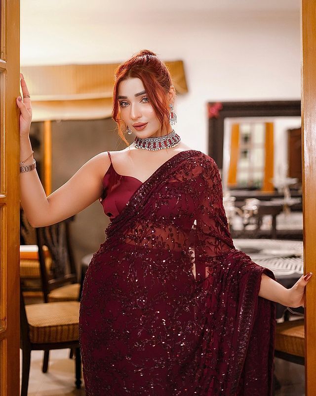 Saree Of Georgette With Heavy 3mm Sequins Embroidery Work
