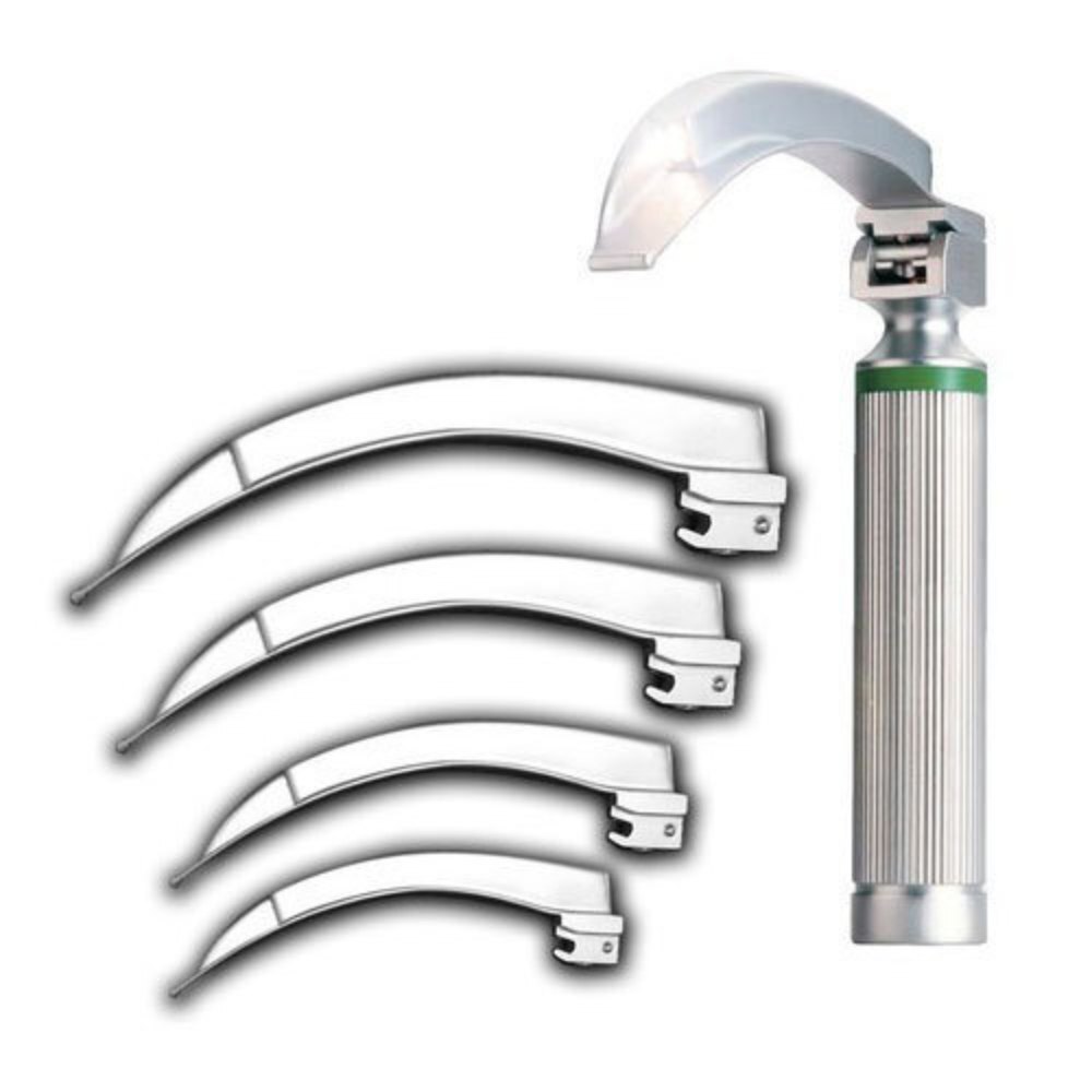 Fiber Optic Laryngoscope - Stainless Steel, Lightweight, Silver | Interchangeable Blades, Led Illumination, Manual Operation, Portable